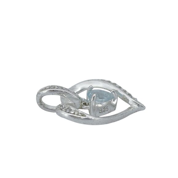 Vintage SU Sterling Silver 925 1.6cm Topaz Cubic Zirconia Heart Pendant - Picture 3 of 8